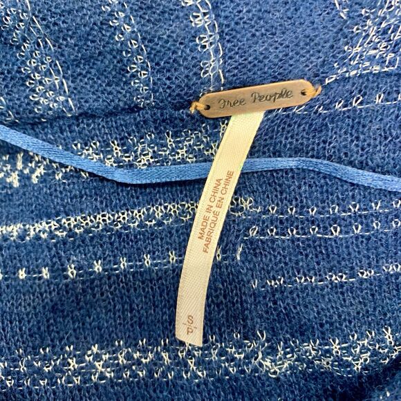 Free People Cowl Neck Sweater Women Small Blue Wool Blend Boho Lagenlook Slouchy - Picture 5 of 6